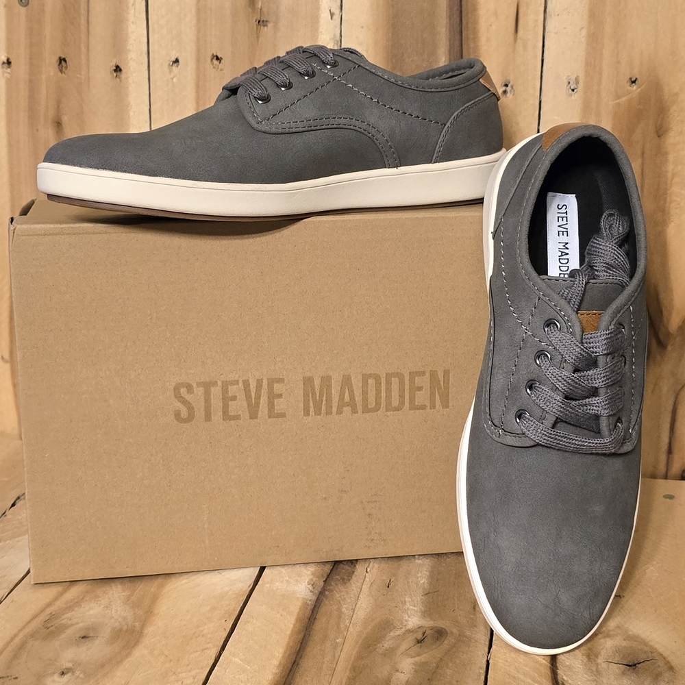 STEVE MADDEN Mens 7.5 M Fenta Grey Gray Casual Fashion Sneakers Oxfords NIB